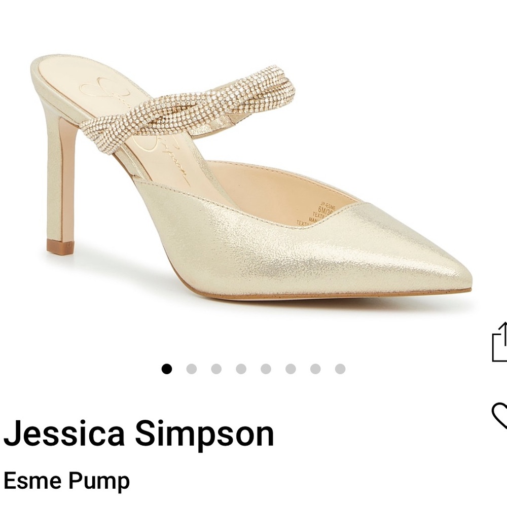 Gold slide on pump heel